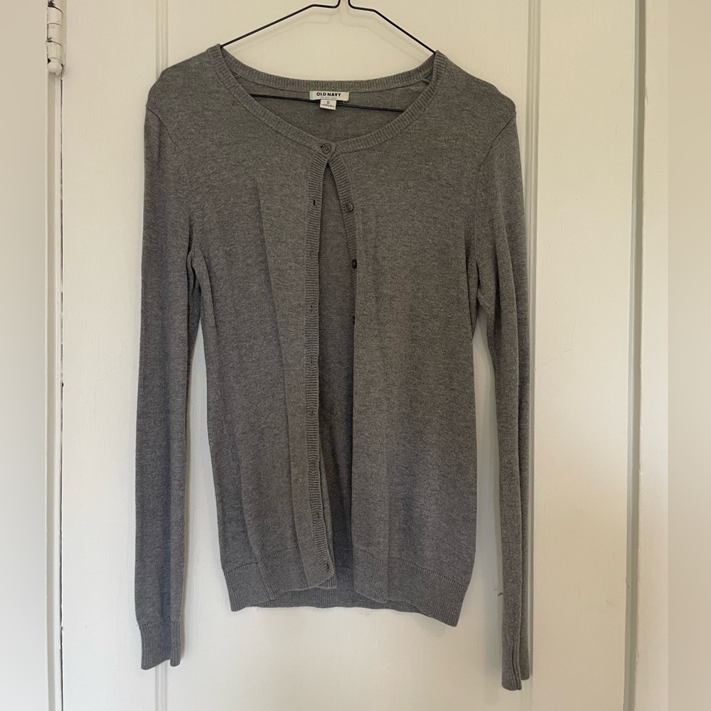 Gray cardigan sweater